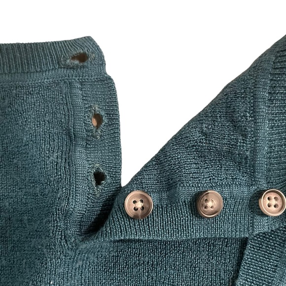 Vintage Banana Republic Deep Teal Marino wool sweater w/ buttons (med) - Picture 14 of 15